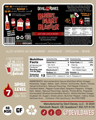Blaster Original Bloody Mary Seasoning | 8 Oz - The Pepper Pantry (Formerly Marie Sharp's)